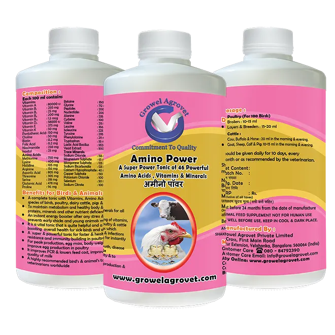 Amino Power - 46 Amino Acids, Vitamins, and Minerals for Aquaculture,Poultry, Cattle, Horses, Pigs, Goats, Sheep, Birds, and Pigeons