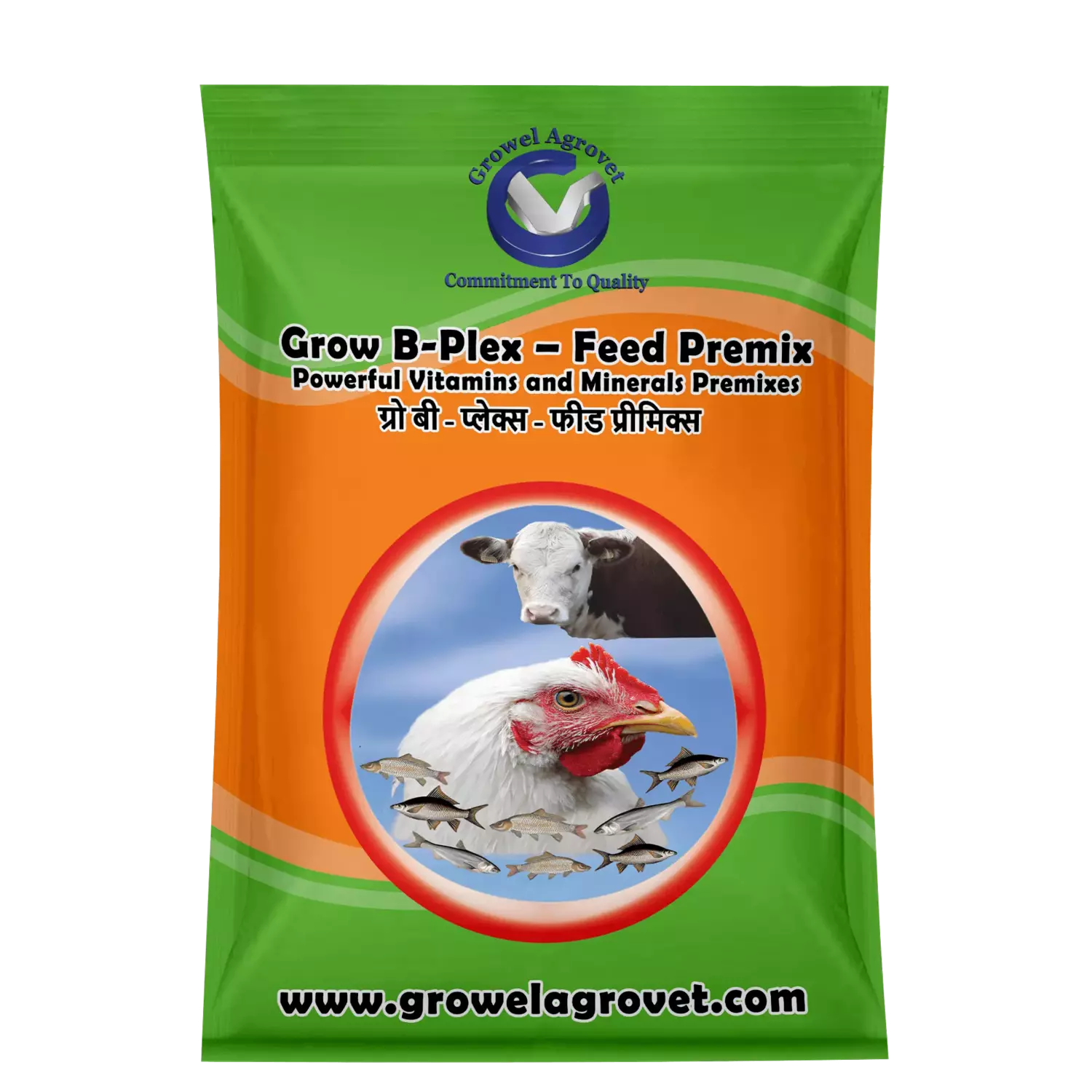 Grow B-Plex – Feed Premix: Vitamins and Minerals Feed Premixes with 19 Compositions for Aquacultures, Animals and Birds.