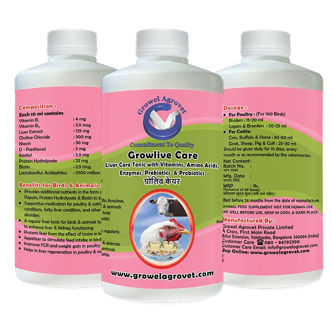 Animal Liver Tonic with Vitamins, Amino Acids, Probiotics, and Liver Stimulants for Aquaculture,Poultry, Cattle, Horses, Pigs, Goats, Sheep, Birds, and Pigeons