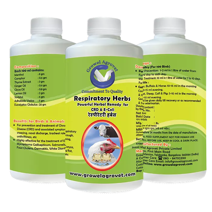 Medicine for CRD, E – Coli ,Caugh and Cold in Poultry, Cattle, Pigs, Goats, Sheep, Birds and Pigeons